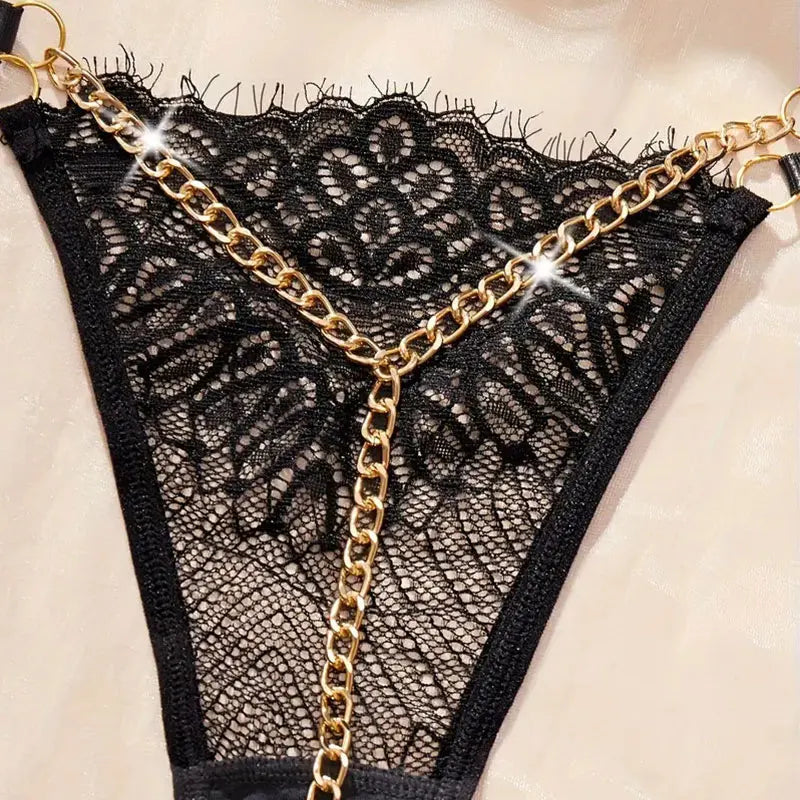 Tangas y bragas transparentes de encaje, tipo G-string, para mujer, con abertura en la cadera, estilo perla, huecas, de encaje sólido, lencería erótica femenina.