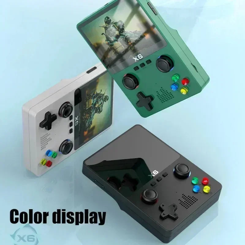 Consola de juegos retro portátil X6: pantalla IPS de 3,5/4", más de 10 000 juegos clásicos, ligera y portátil, ideal como regalo para gamers.