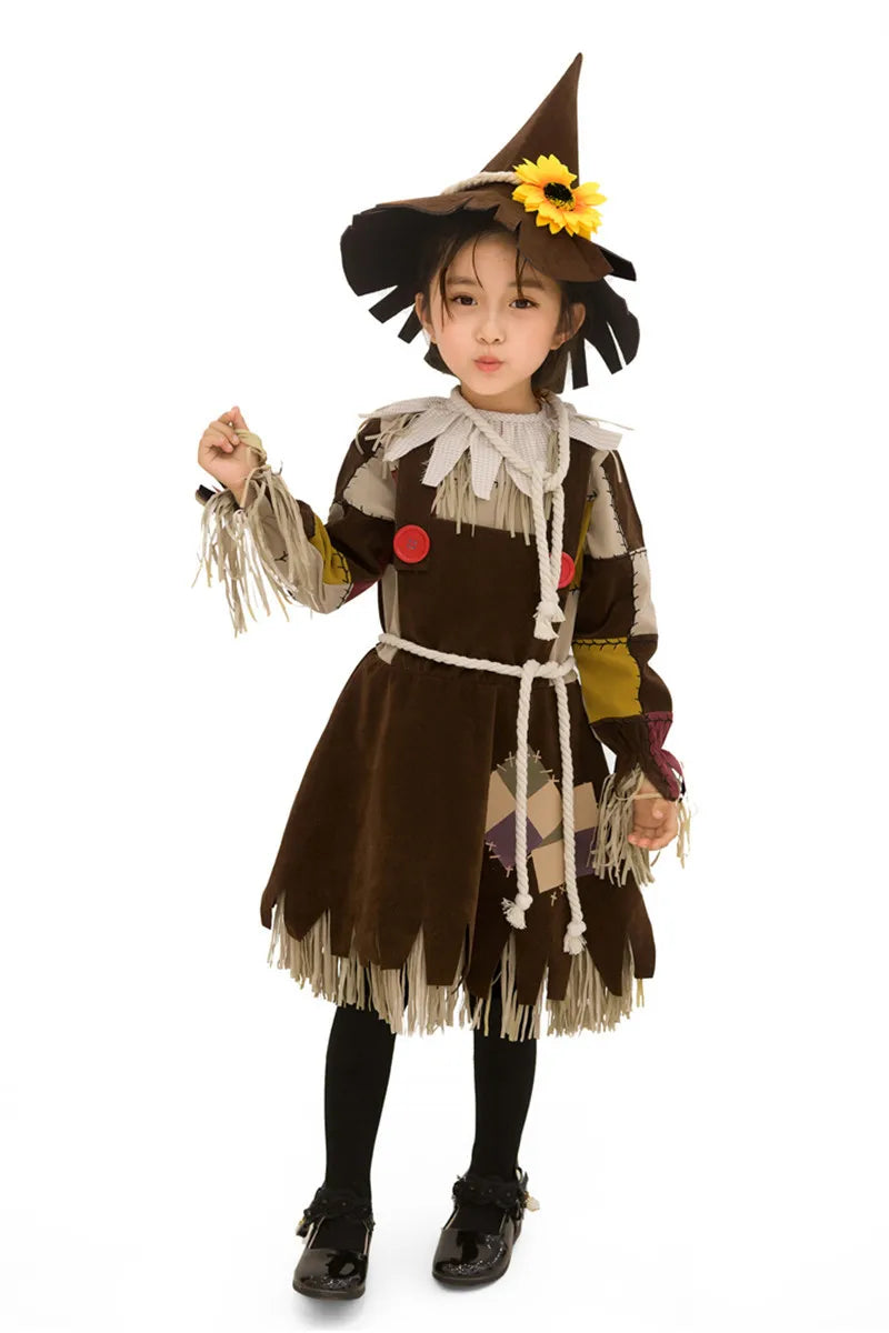 Halloween The Wizard of Oz Scarecrow Parent-Child Costume Carnival Party Performance Circus Clown Dress Womens Cosplay Costume