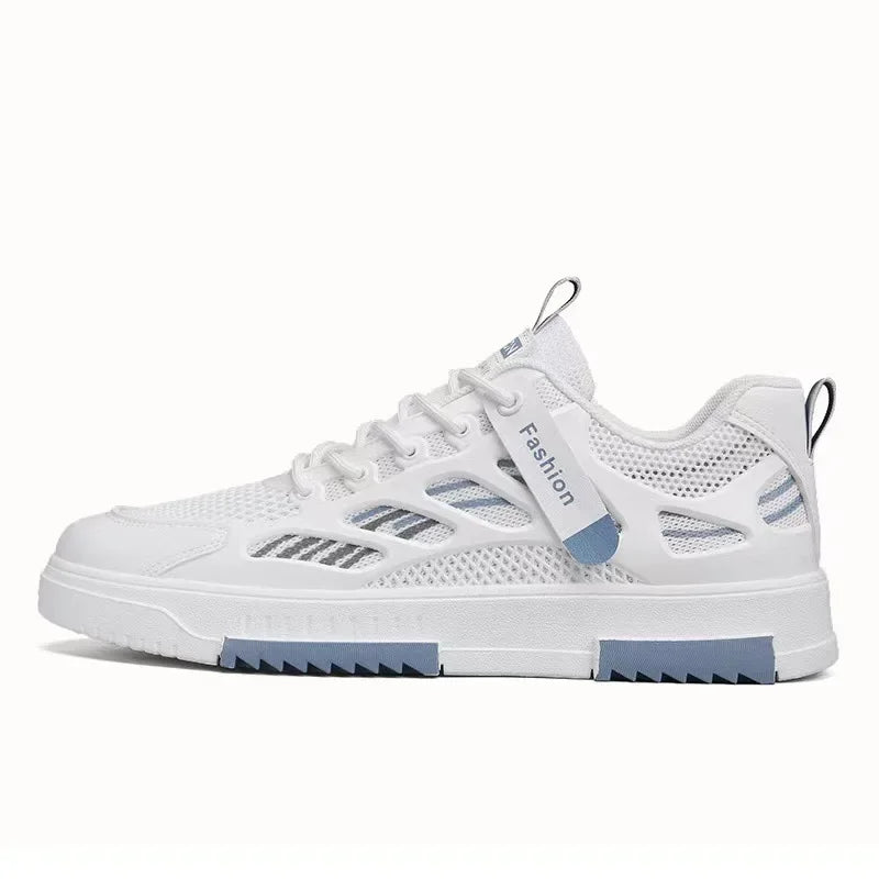 Zapatillas deportivas de malla transpirable para hombre, modernas y versátiles, blancas, informales, para estudiantes, de skate, de verano, modelo nuevo y ligero.