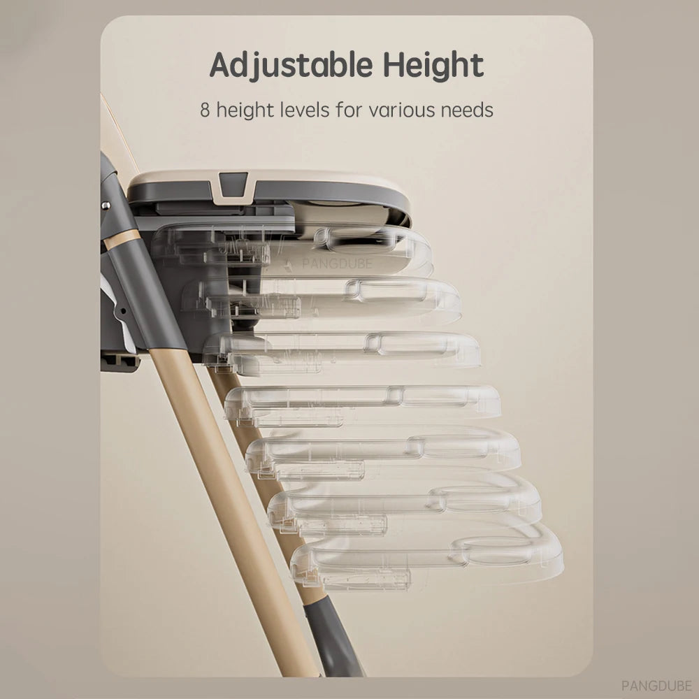 Silla alta para comer PANGDUBE, reclinable, plegable y elevable, con ruedas, para bebés