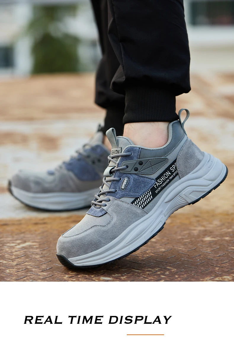 Zapato de trabajo antiperforación para hombre, zapatillas de trabajo de seguridad transpirables con puntera de acero, zapatos indestructibles, botas de trabajo transpirables.