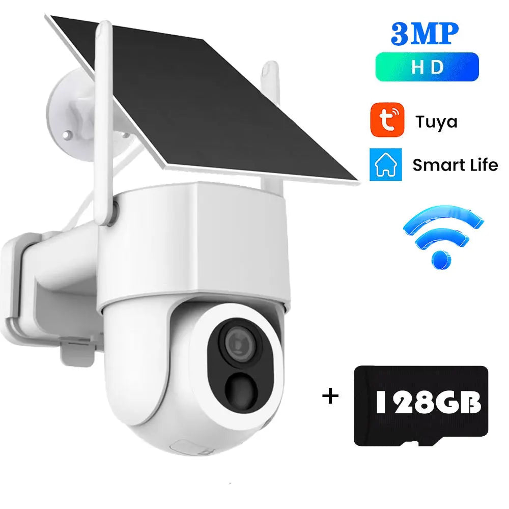 Cámara de seguridad WiFi solar Tuya para exteriores, inalámbrica, 5MP, batería de bajo consumo, cámara PTZ, detección de movimiento PIR, videovigilancia CCTV