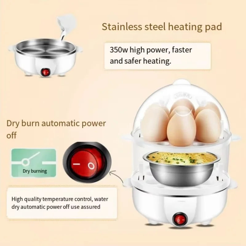 Cocedor de huevos eléctrico, minicocedor multifuncional rápido para huevos escalfados, revueltos y tortillas. Apagado automático.