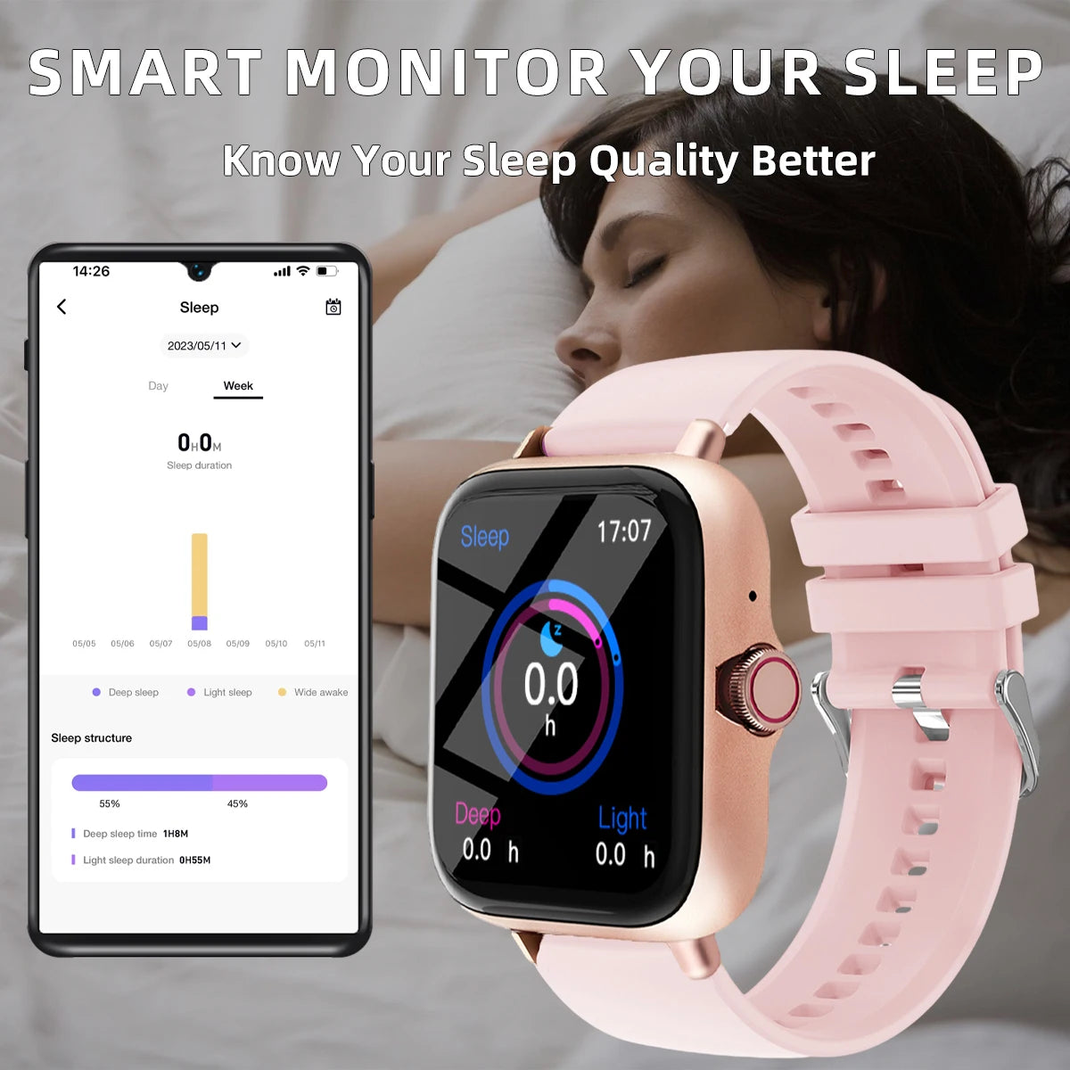 Reloj inteligente deportivo para hombre y mujer, resistente al agua, de 1,83 pulgadas, con función de respuesta a llamadas, podómetro, alertas de información y sueño.