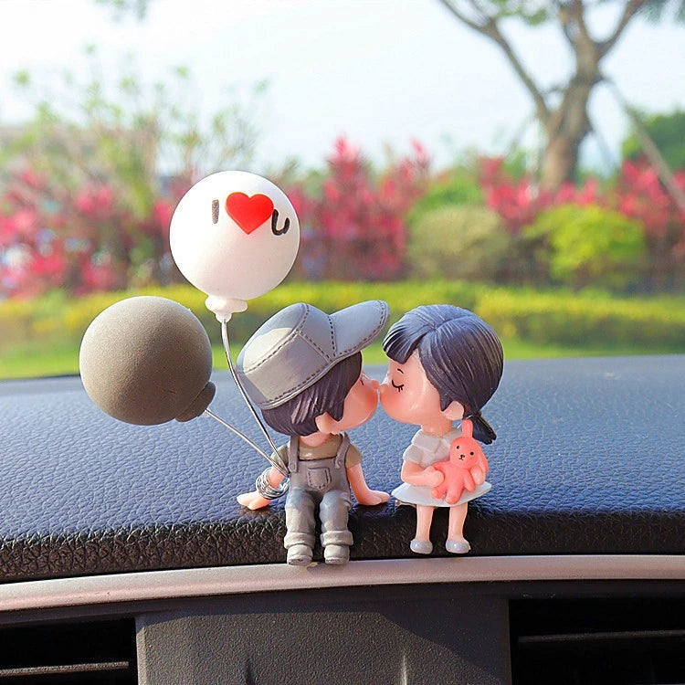Lindos adornos de pareja para coche, decoración de interiores, manualidades, escritorio de oficina, globos, adornos de pareja, decoración de figuras para panel de instrumentos