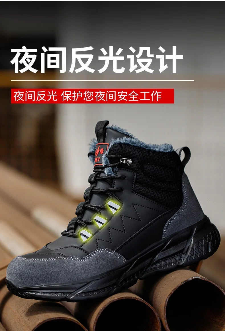 Zapatos de seguridad para electricistas, aislantes de 6 kV, antiaplastamiento y antiperforación, calzado de seguridad para hombres, para obras de construcción, zapatos de algodón.
