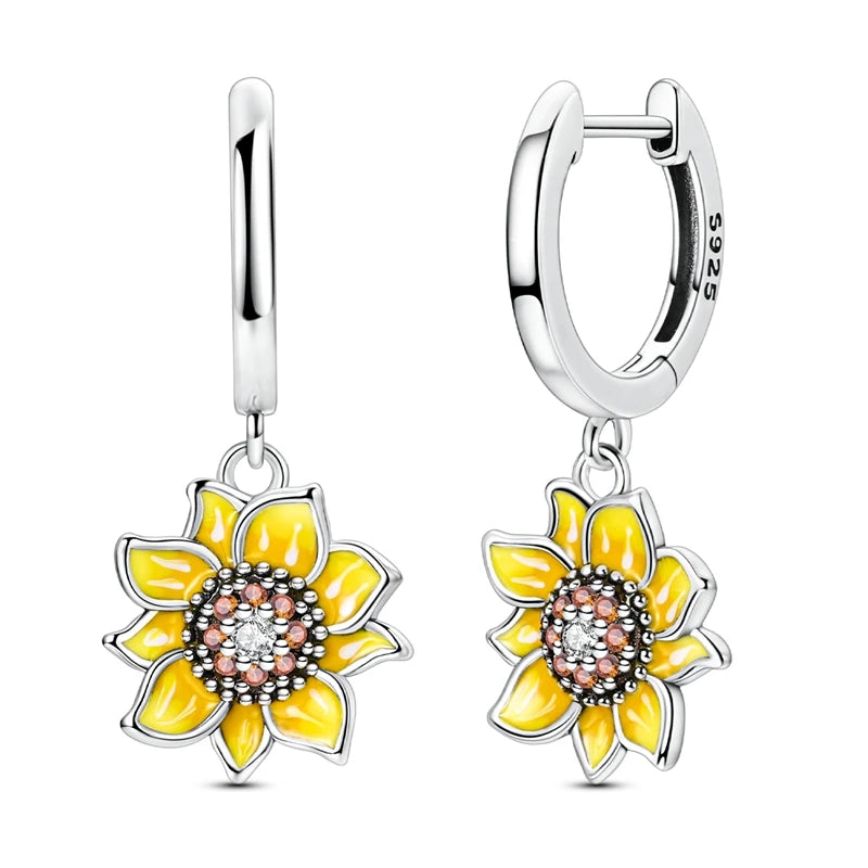 Pendientes de plata de ley 925 con diseño de mariposa, abeja, mariquita y flor de arcoíris para mujer, joyería de moda para fiestas de cumpleaños, regalos
