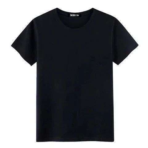 Camiseta deportiva de manga corta blanca pura para hombre, camiseta ajustada de media manga, color base negro, ropa informal de verano.