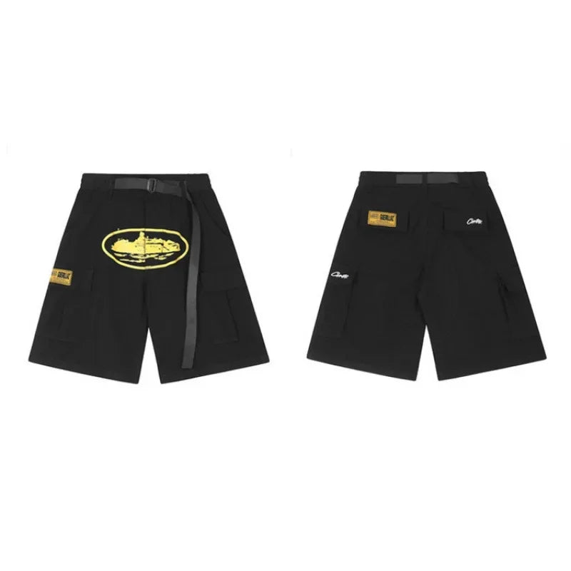 Pantalones cortos de trabajo holgados e informales con estampado multibolsillos para hombre, estilo hip hop, estilo urbano, a la moda