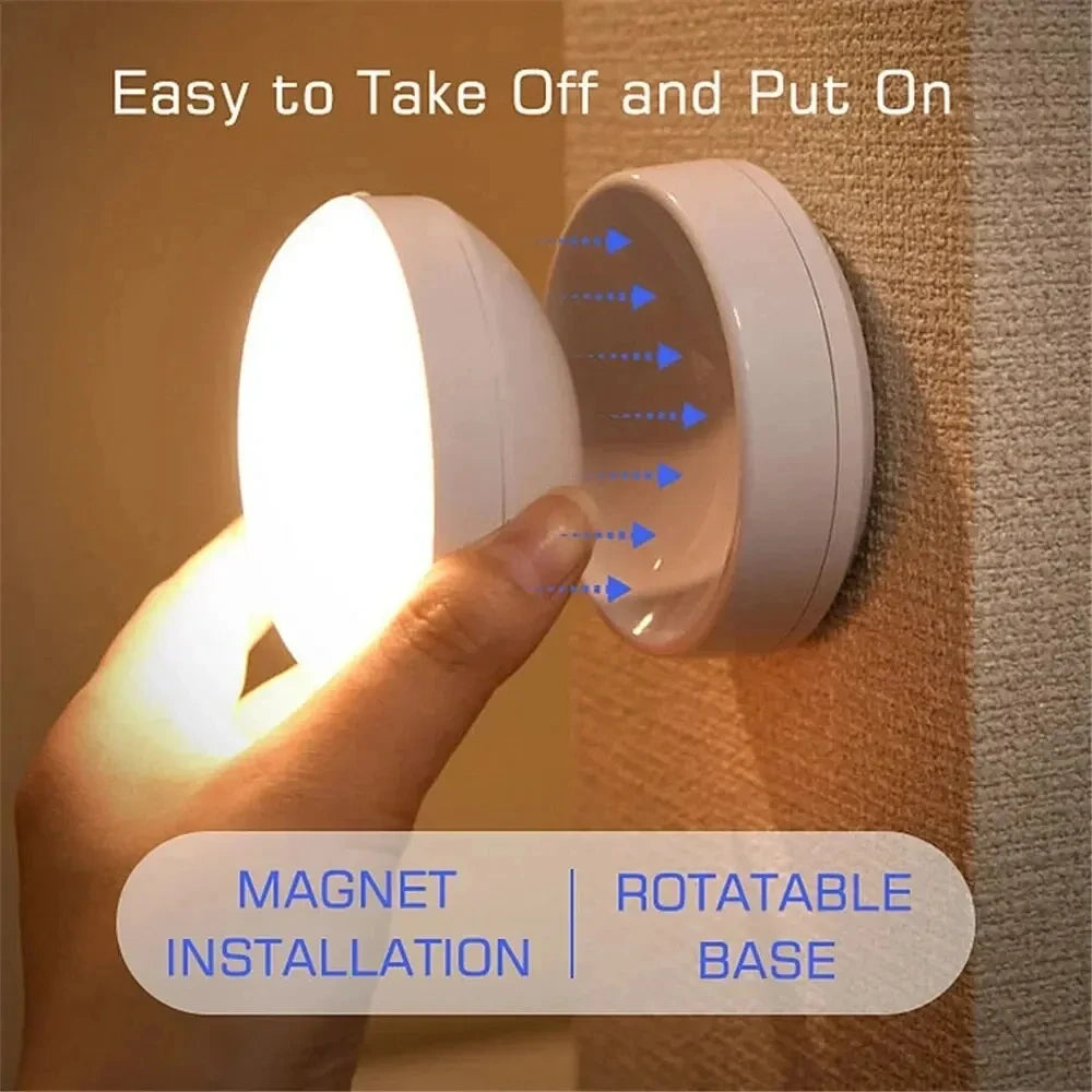 Luz nocturna LED con carga USB, sensor de movimiento inteligente para mesita de noche, armario, iluminación del hogar, lámpara LED