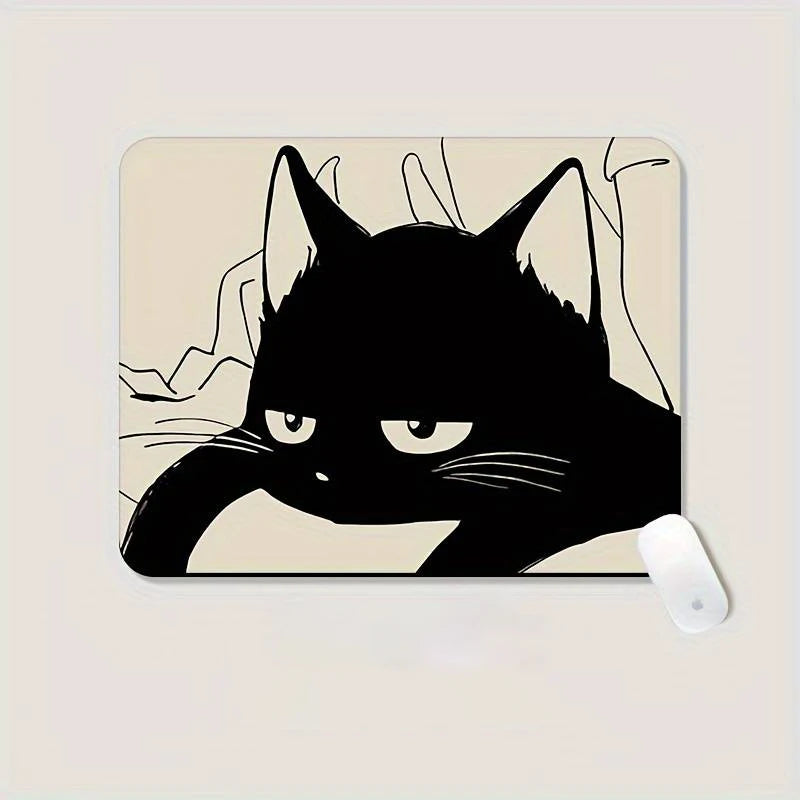 Alfombrilla de ratón con diseño de gato negro, pequeña, para oficina, escritorio de ordenador, teclado, alfombrilla grande para ratón, cojín para portátil, alfombrilla antideslizante para escritorio, decoración del hogar