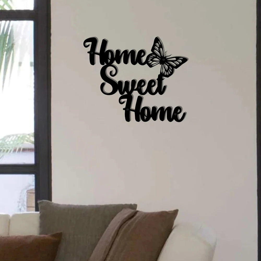 Letreros de metal "Hogar, dulce hogar", arte de pared para colgar, adornos decorativos, decoración de habitaciones, decoración rústica