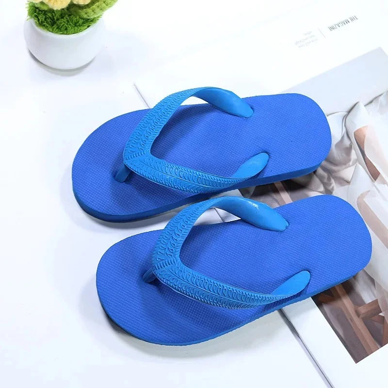 Chanclas de verano para niños 2025, zapatillas de playa de colores brillantes, zapatillas de casa unisex, material EVA de color puro
