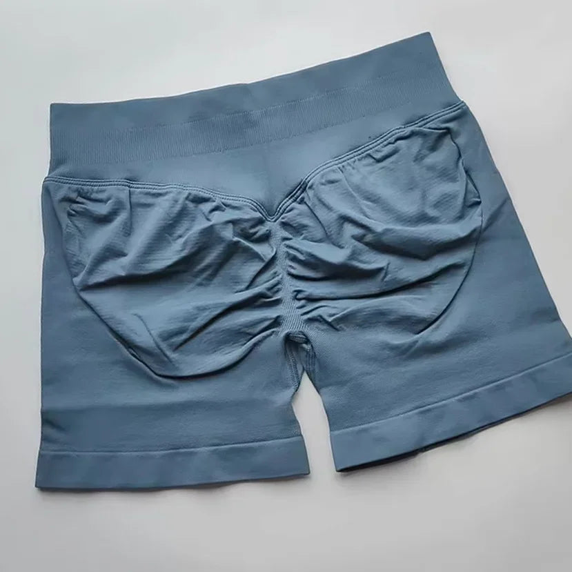 Pantalones cortos deportivos de impacto para mujer, cintura baja acanalada, sin costuras, ajustados, para entrenamiento, gimnasio, pantalones cortos elásticos para correr con cintura alta