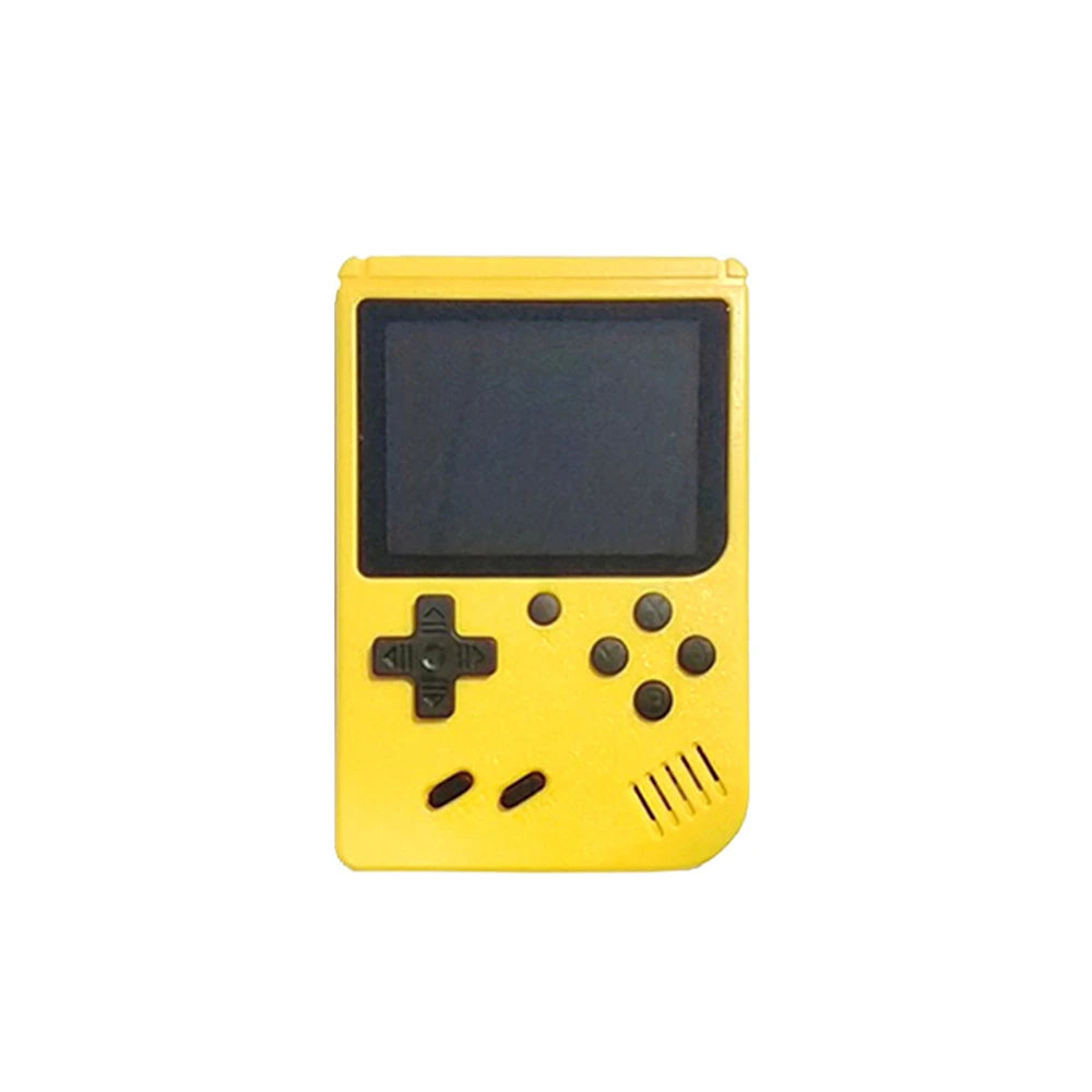 Una pequeña consola de juegos portátil para niños con juegos clásicos retro rojos con cientos de juegos que se pueden cargar y se pueden conectar al televisor.