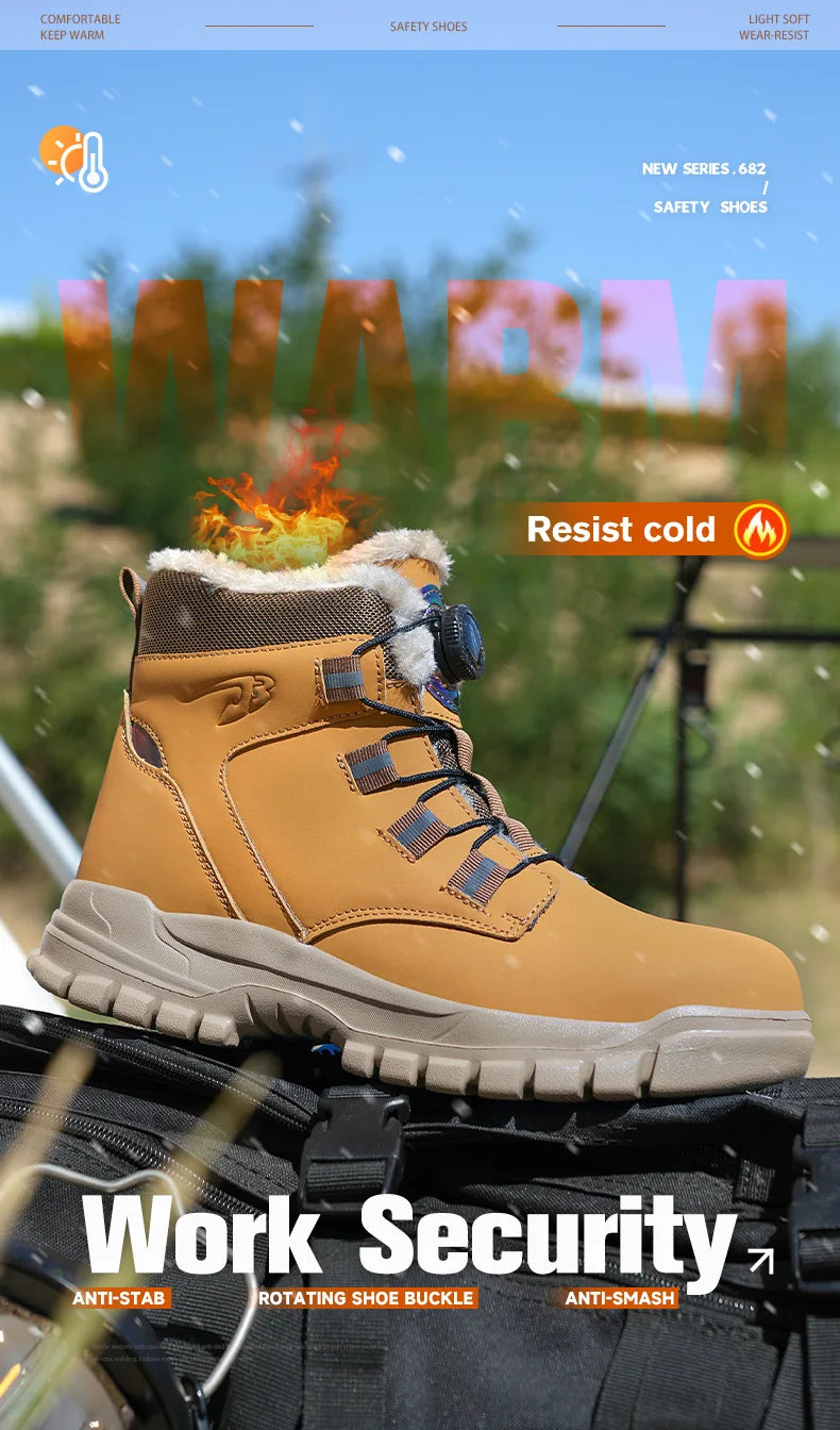 Botas de trabajo de seguridad de invierno para hombre y mujer, tallas 47 y 48, impermeables, ligeras, con puntera de acero, calzado de seguridad protector para hombre.