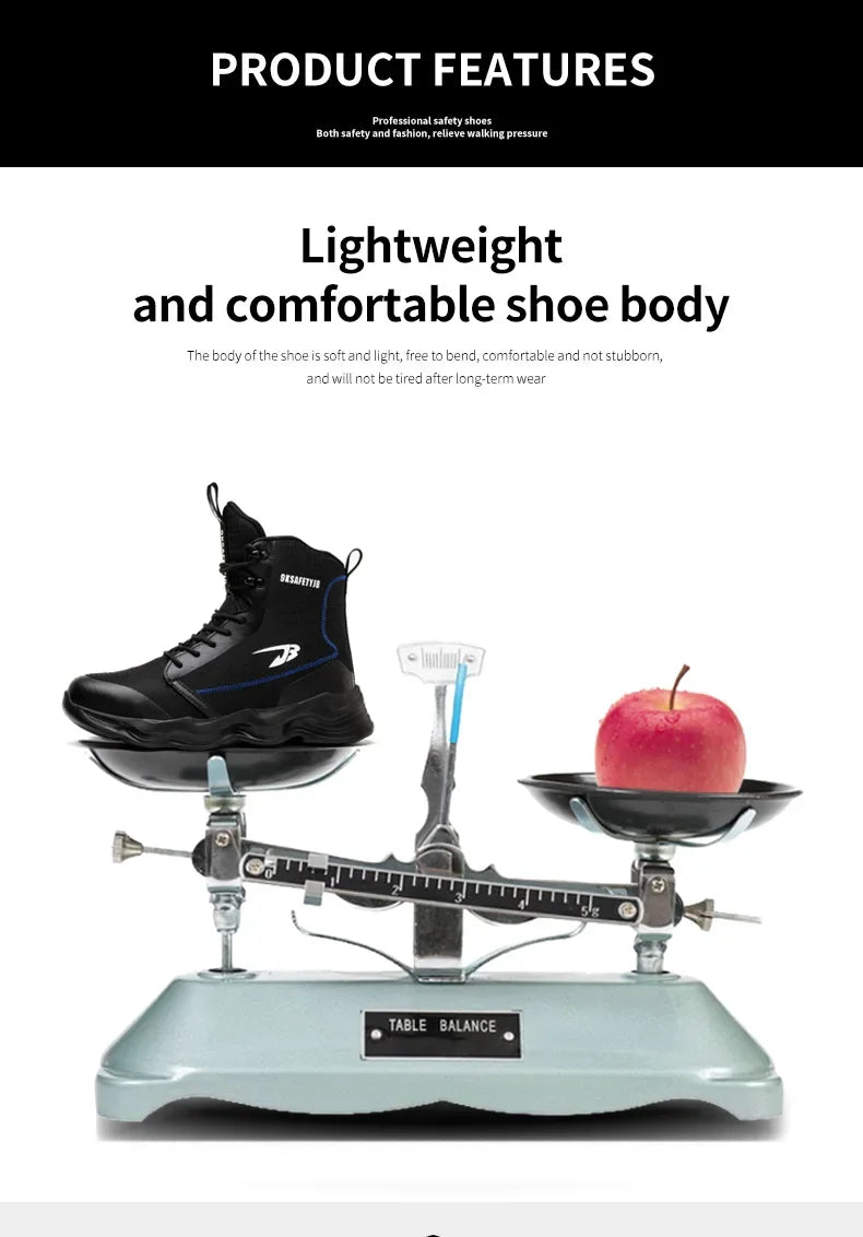 2024 Nuevos zapatos de seguridad para hombre, botas altas de trabajo, zapatillas de trabajo con puntera de acero, botas de trabajo antigolpes y a prueba de pinchazos, zapatos indestructibles