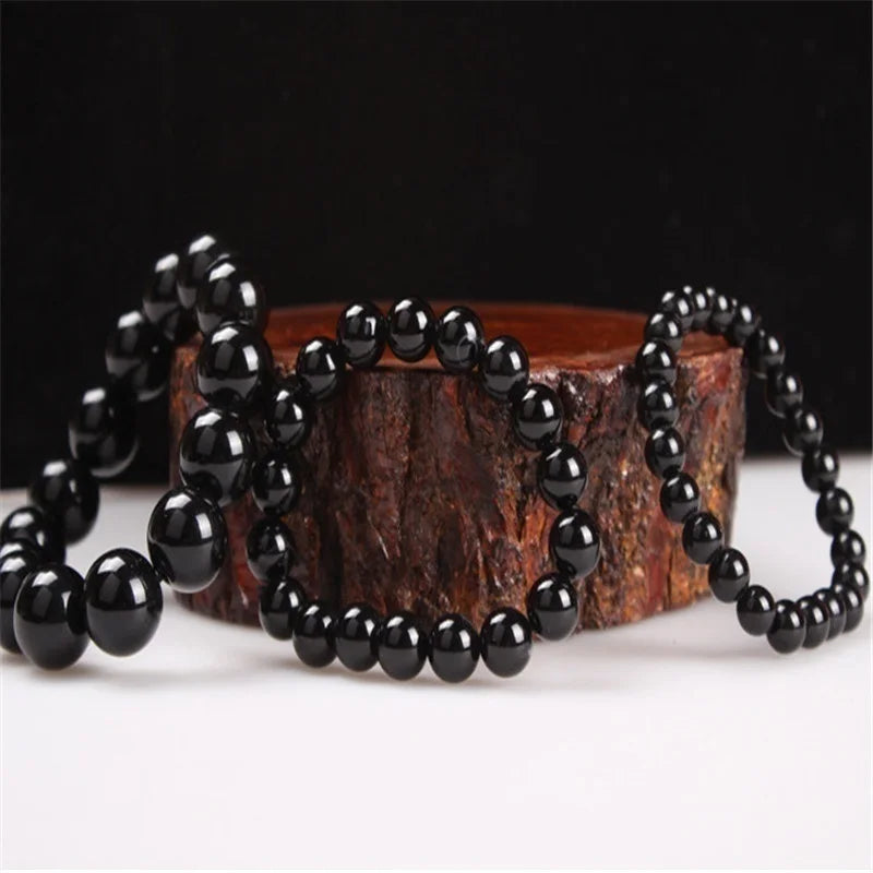 Pulsera de turmalina negra natural, pulsera de cuentas de piedra, pulsera energética de gemas para hombres, pulsera energética de yoga, hecha a mano, regalo para mujeres