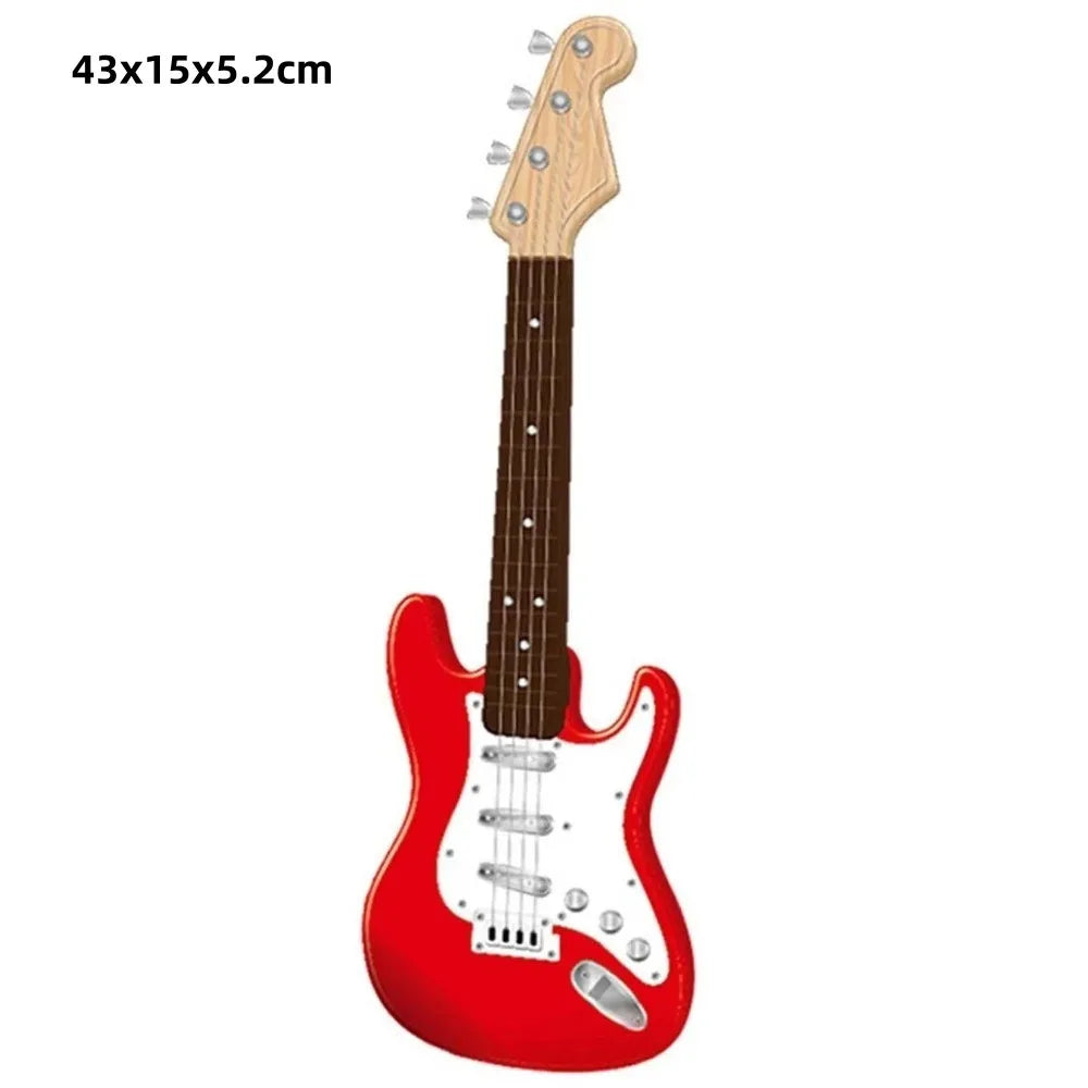 Guitarra infantil de madera maciza con perilla de cuerda ajustable, instrumento infantil multicolor, juguete clásico de alta calidad de sonido.