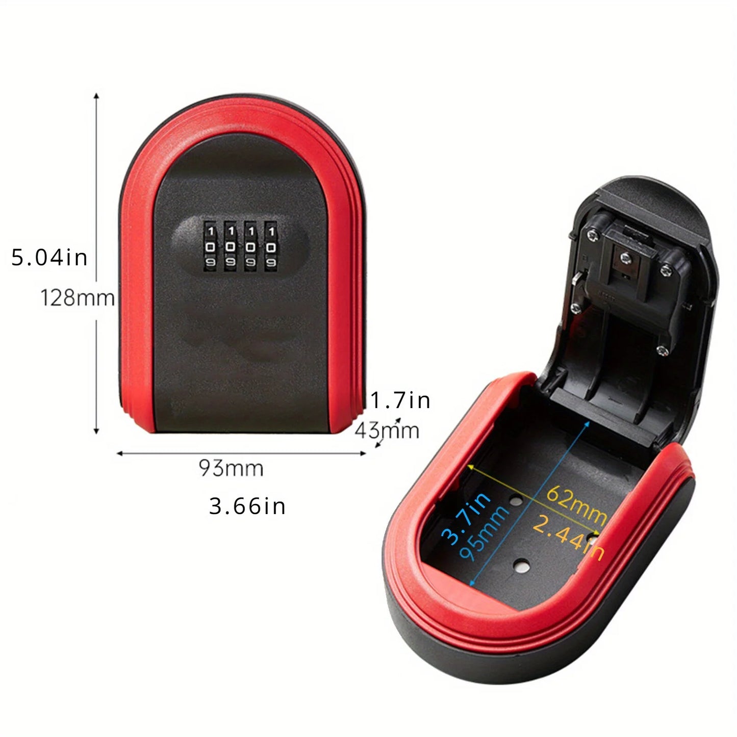 Caja de seguridad para llaves con contraseña para pared, resistente a la intemperie, con combinación de 4 dígitos, fabricada en plástico.