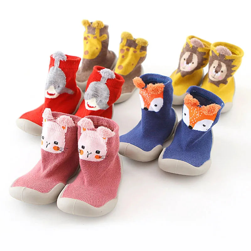 Zapatos para bebés, primeros pasos, para niños y niñas, suela de goma suave antideslizante, zapatos casuales descalzos, botines de punto