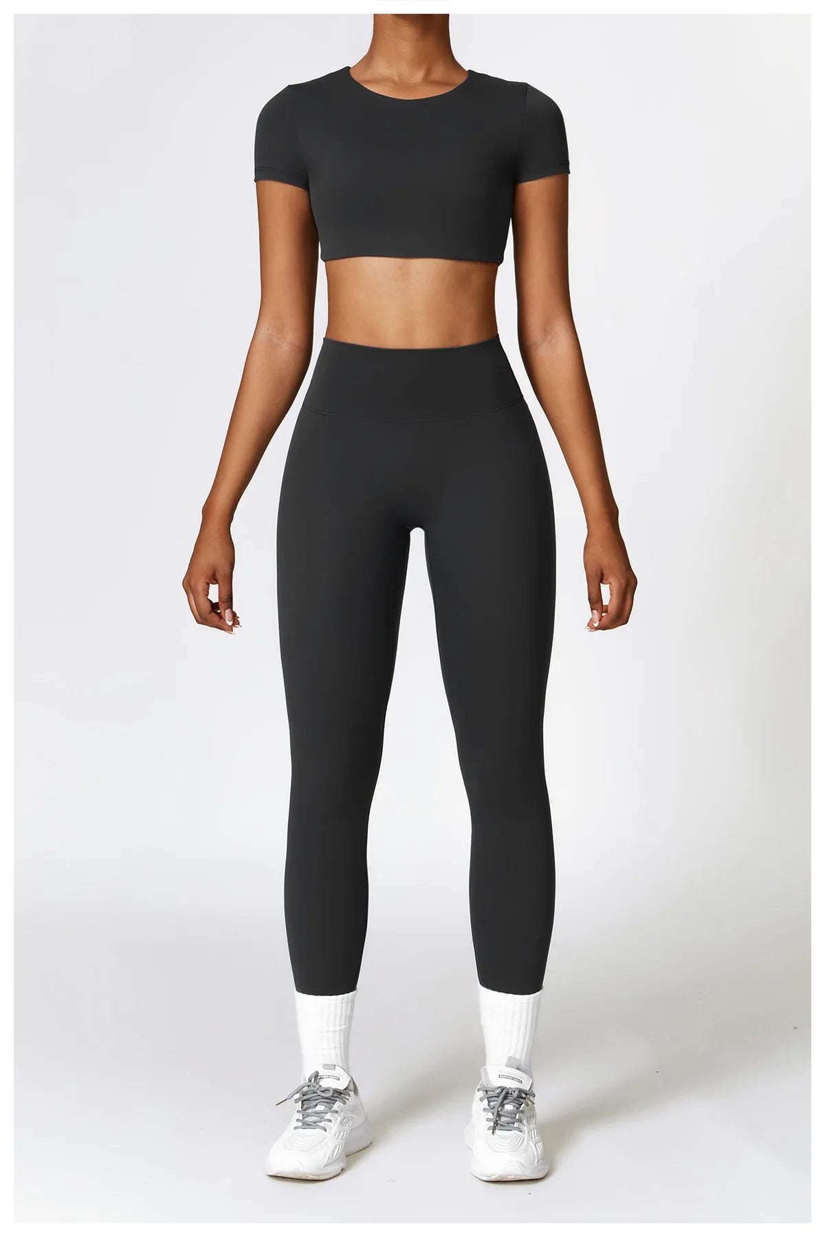 2PCS Seamless Yoga Set Women Workout Set Sportswear Gym Clothing Fitness Long Sleeve Crop Top High Waist Leggings Sports Suits