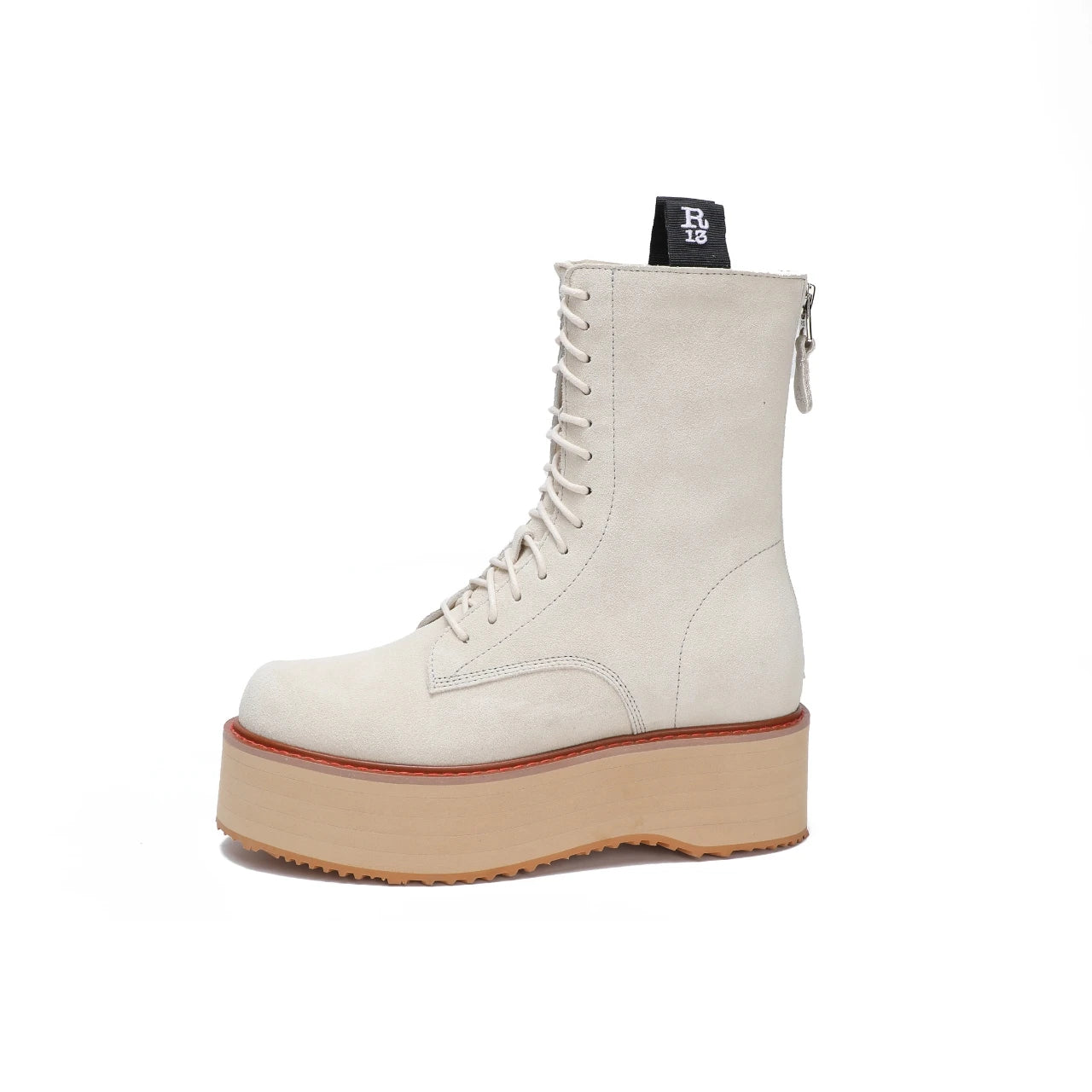 Botas de mujer de nuevo estilo con suela gruesa y cremallera trasera con cordones ajustables