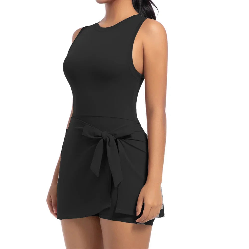 Conjunto de chándal de yoga sin relleno para mujer, mono de una pieza, falda de entrenamiento, mono, ropa deportiva para gimnasio, ropa de entrenamiento para mujer