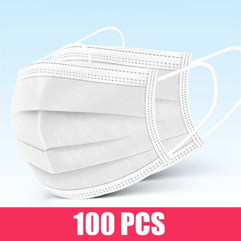 Mascarillas quirúrgicas desechables de 10 a 200 unidades, mascarillas faciales médicas de 3 capas con filtro, antipolvo, transpirables, con elásticos para las orejas, mascarillas bucales para adultos.