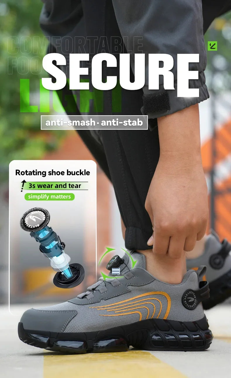 Summer Work Safety Protection Shoes Air Cushion Breathable Safety Shoes Anti-stabbing -smash Lightweight Sports Shoes For Men