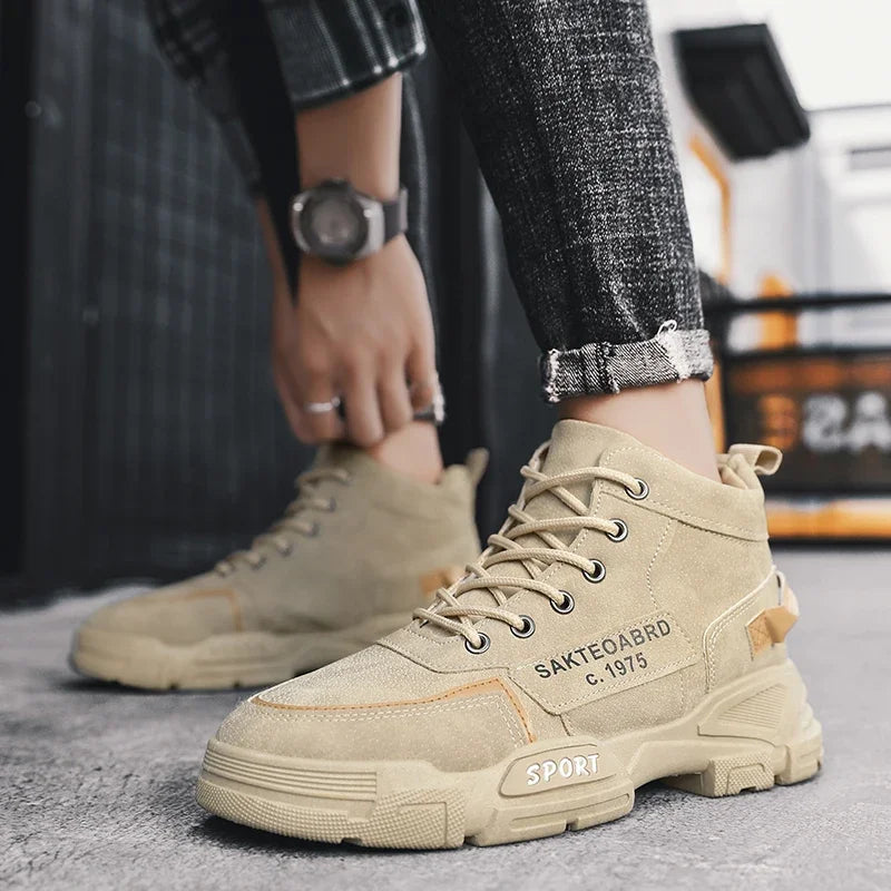 Botas casuales para hombre, suela suave, antideslizantes, para las cuatro estaciones, para trabajar al aire libre, para estudiantes, deportivas, a la moda, para jóvenes, versátiles y a la moda.