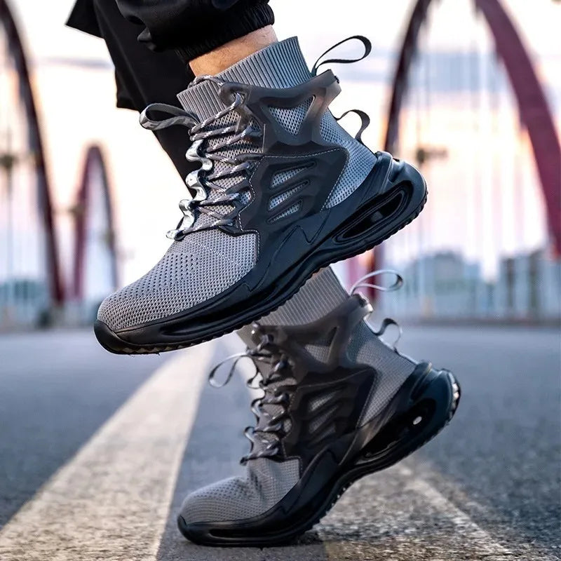 Tall Men's Anti Smashing and Anti Piercing Steel Toe Protective Safety Shoes Lightweight and Breathable Wear Resistant Durable