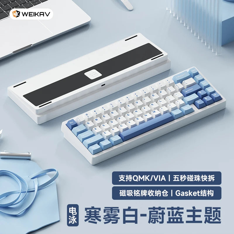 Teclado mecánico para juegos Weikav Lucky65 V2 RGB con junta intercambiable en caliente, estructura de 3 modos, aleación de aluminio, accesorio para PC