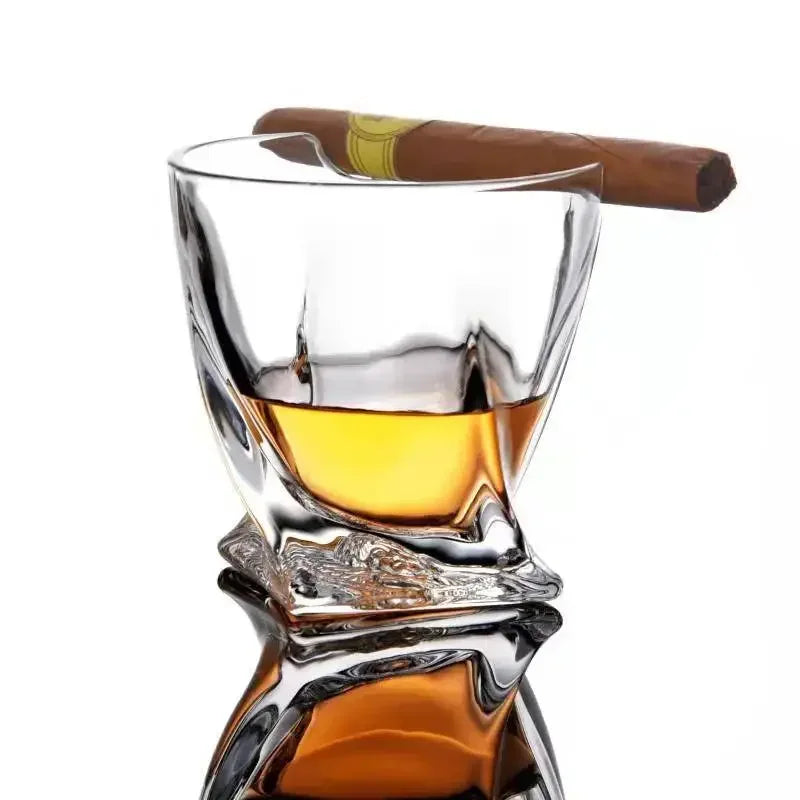 1 vaso de whisky de lujo creativo para el hogar - Vaso de whisky antiguo con reposapuros dentado de 12,85 oz