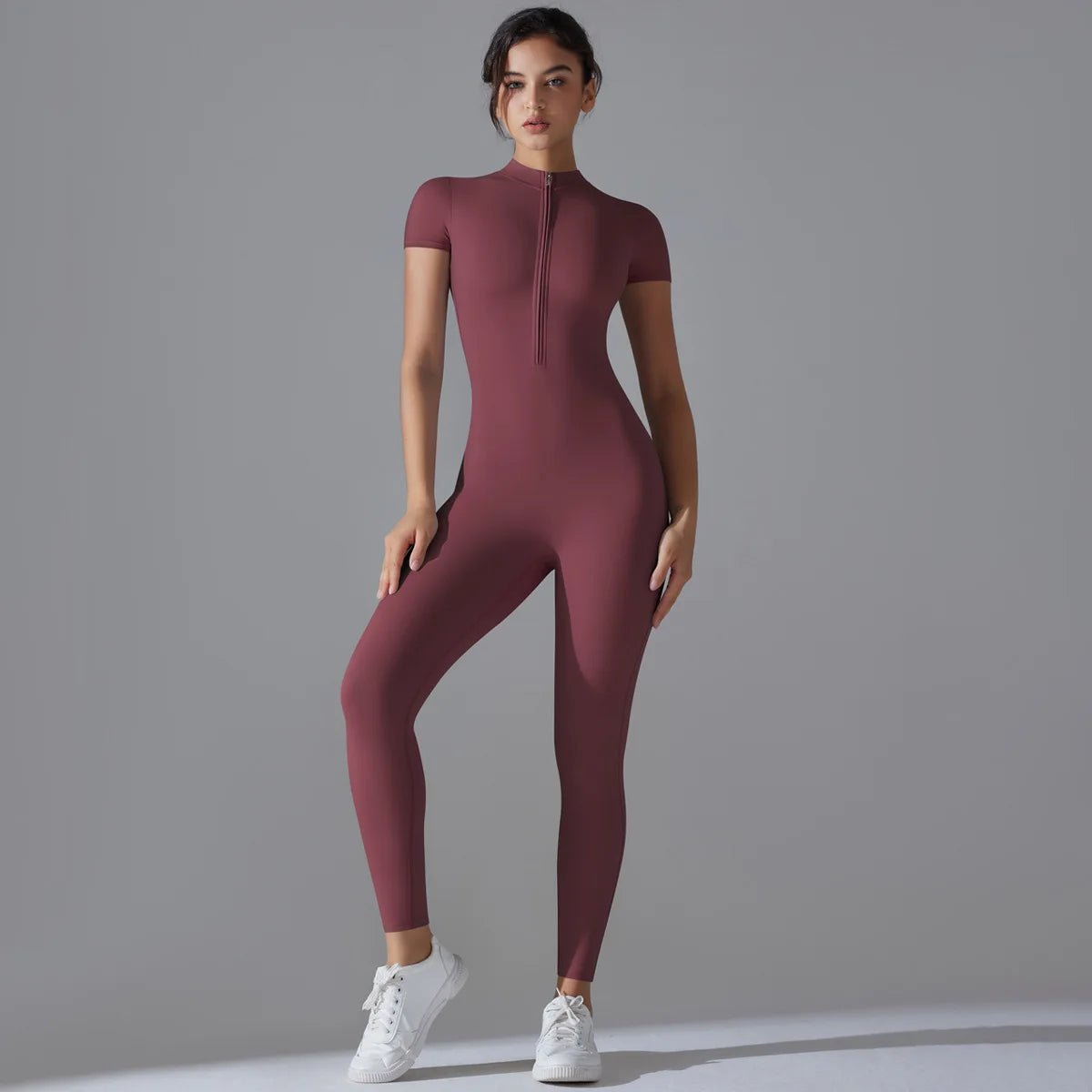 Women Zipper Bodysuits Fitness Sports Bodysuit Yoga Suit Breathable Quick Drying Sports Yoga Clothing Women Gym Push Up Workout