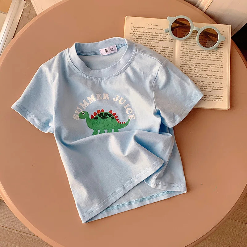 Ropa para niños, camisetas para niños y niñas, ropa para niños, camisetas de dibujos animados, ropa para bebés, camisetas de algodón con estampado de verano.