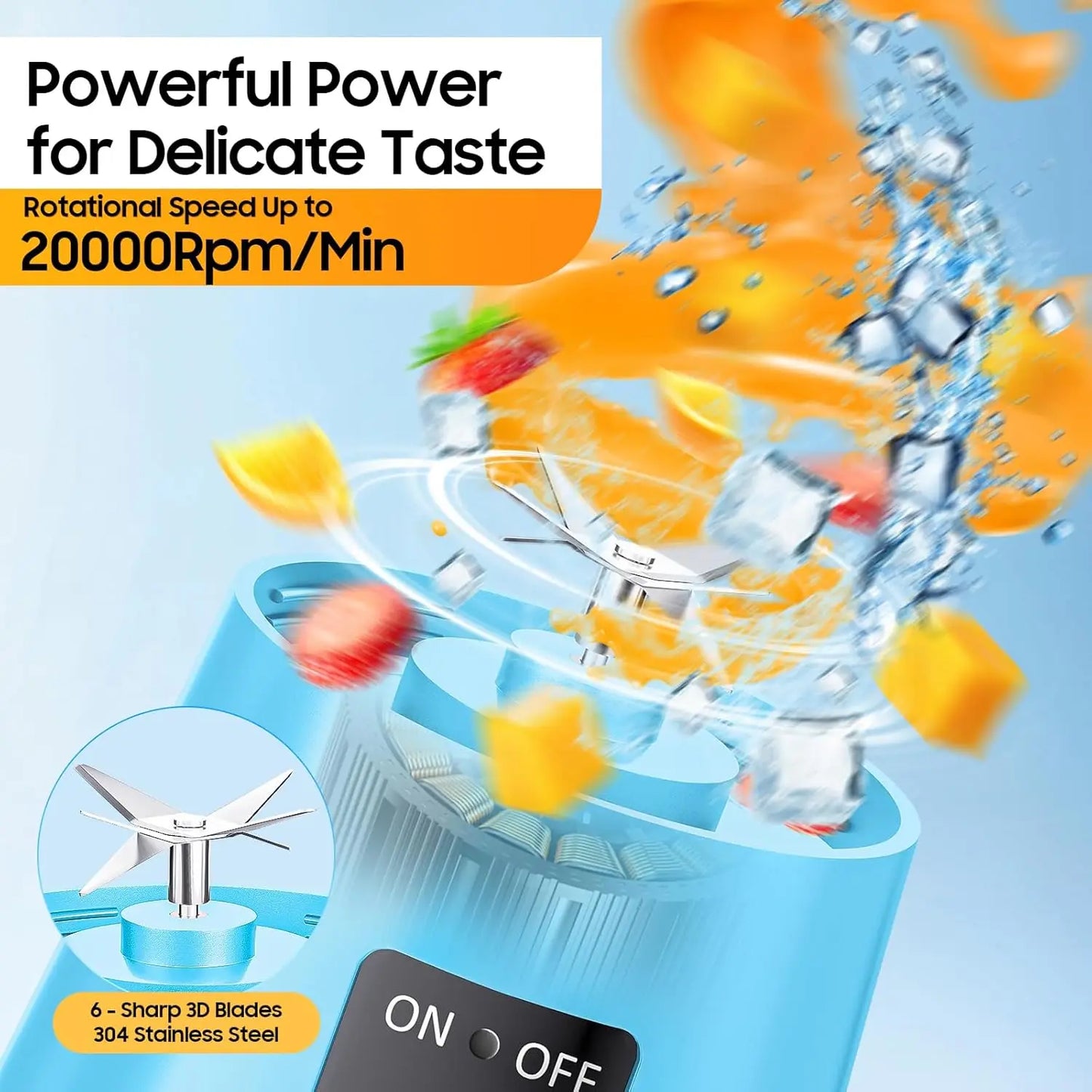 Mini licuadora eléctrica de 380 ml para uso doméstico, recargable por USB, para batidos, para picnic al aire libre, portátil