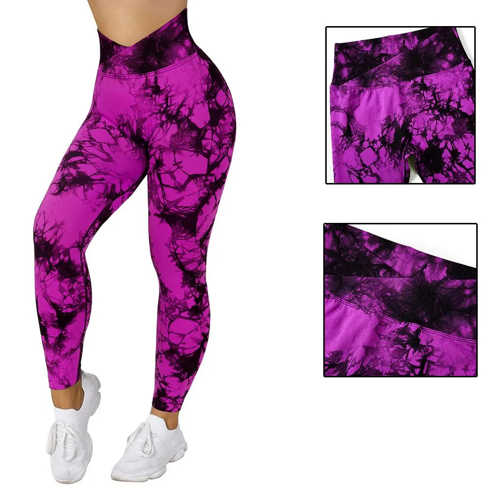 Mallas deportivas con efecto tie-dye para mujer, leggings push up para entrenamiento, leggings deportivos para mujer, pantalones de gimnasio sin costuras con efecto push-up