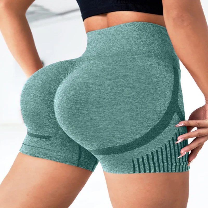 Leggings de yoga de Europa y Estados Unidos, sin costuras, elásticos, de cintura alta, de secado rápido, para deportes de ocio y yoga, pantalones cortos para mujer