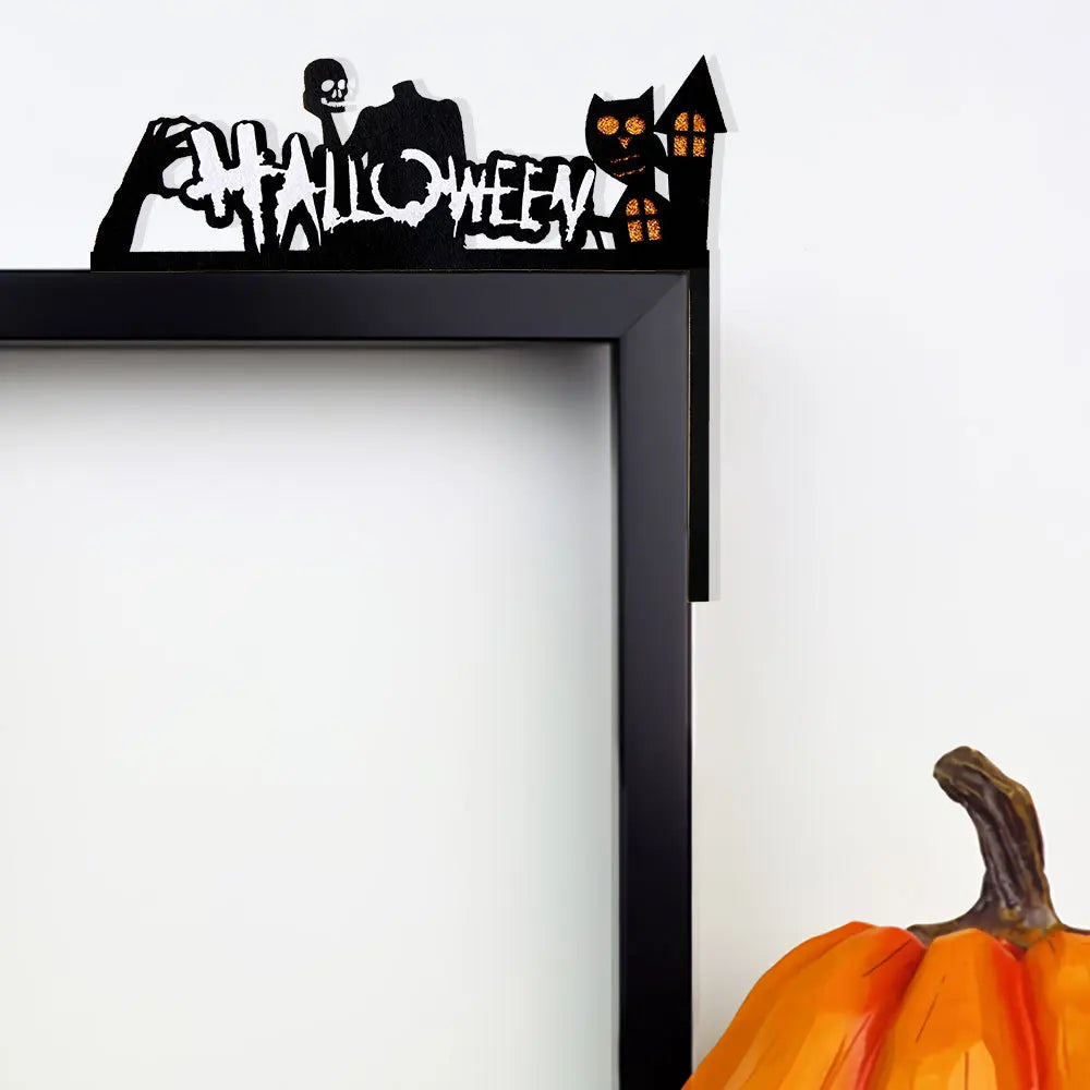 Decoración de Halloween para marcos de puertas, murciélagos, calabazas, telarañas, letrero para esquinas de puertas y ventanas, decoración de Halloween para el hogar, pegatinas para esquinas 2024