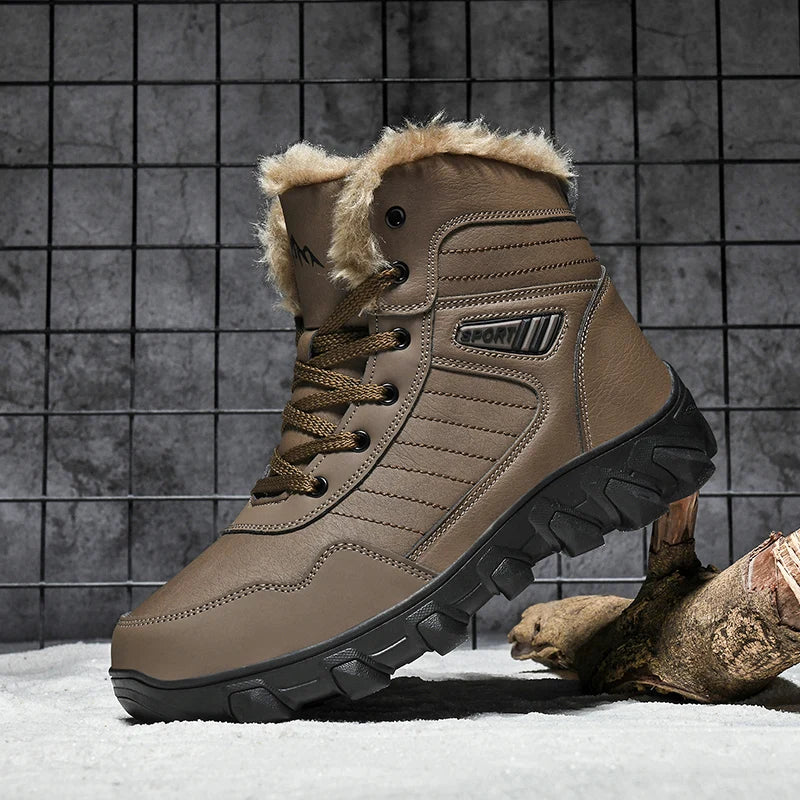 Botas de invierno para hombre, zapatillas cálidas, impermeables, antideslizantes, de felpa, de cuero, talla grande 48, novedad de 2024
