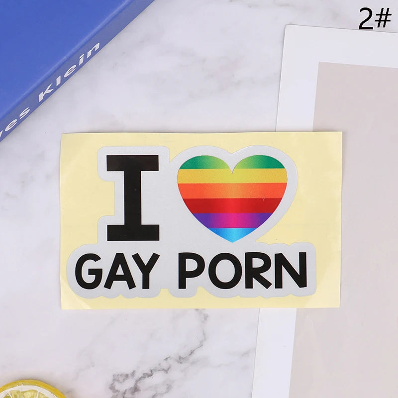 1 pieza de pegatinas reflectantes para coche con texto "I LOVE GAY PORN", pegatinas divertidas para el coche.