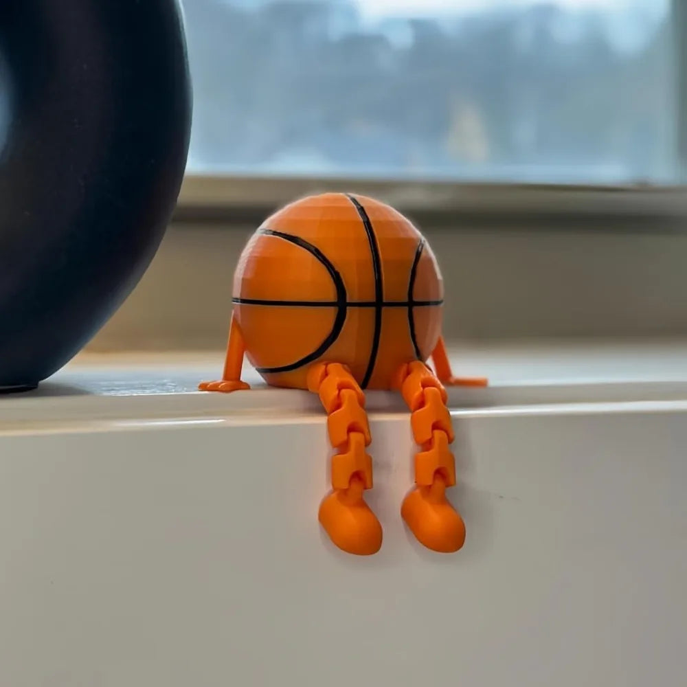 Figura de balón deportivo en miniatura de baloncesto, fútbol, béisbol y voleibol con patas articuladas, minidecoración para estanterías y escritorios.