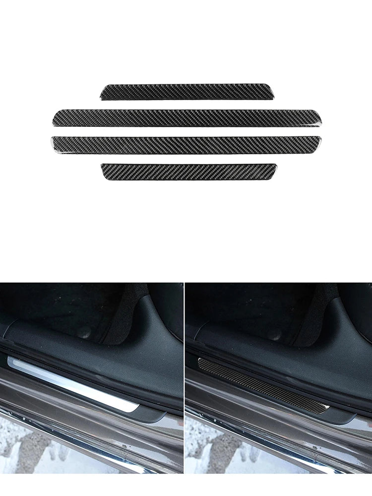 Accesorios decorativos para el interior del coche Audi A6 A7 2012 2013 2014 2015 2016 2017 2018, pegatinas negras de fibra de carbono, embellecedor de cubierta.