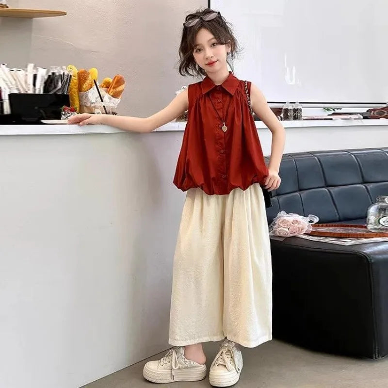 Conjunto de ropa infantil de 7 a 12 años para niña, ropa de verano para niña, 10 piezas, parte superior e inferior, 2025, nueva ropa infantil.