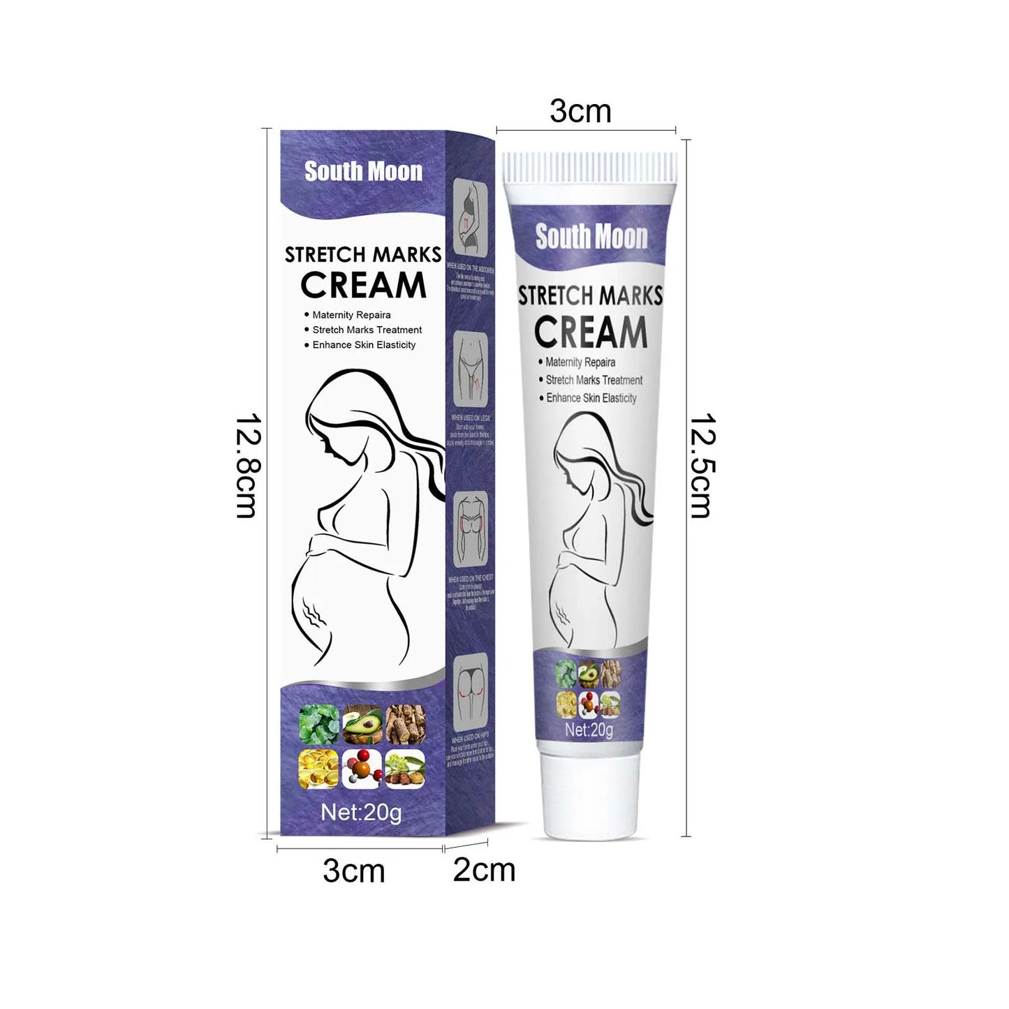 Crema para eliminar las estrías del embarazo, mejora la elasticidad, atenúa las líneas de crecimiento, suaviza, nutre, hidrata y reafirma la piel.
