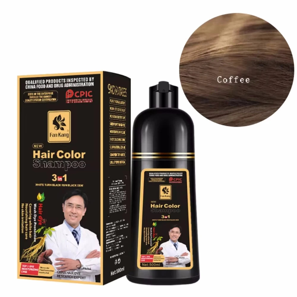 Champú para teñir el cabello gris, 3 en 1, para mujeres y hombres, con tinte negro, crema nutritiva natural a base de hierbas para el cuidado del cabello.