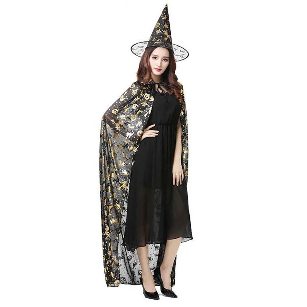 Masquerade Show Performance Costumes Halloween Cloak Sets Pumpkin Ghost Scary Costumes Bat Hat Cosplay Wizard Robe Adult