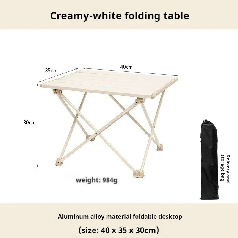 Mesa de camping plegable ultraligera, portátil, para exteriores, para cenar, picnic, barbacoa, ocio, muebles de almacenamiento para exteriores.